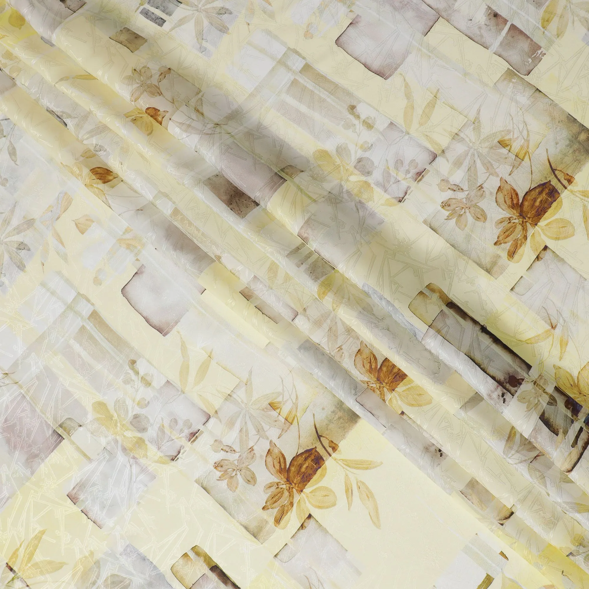 Sunny Gold Jacquard Silk Satin: A South Korean Luxury - D17623