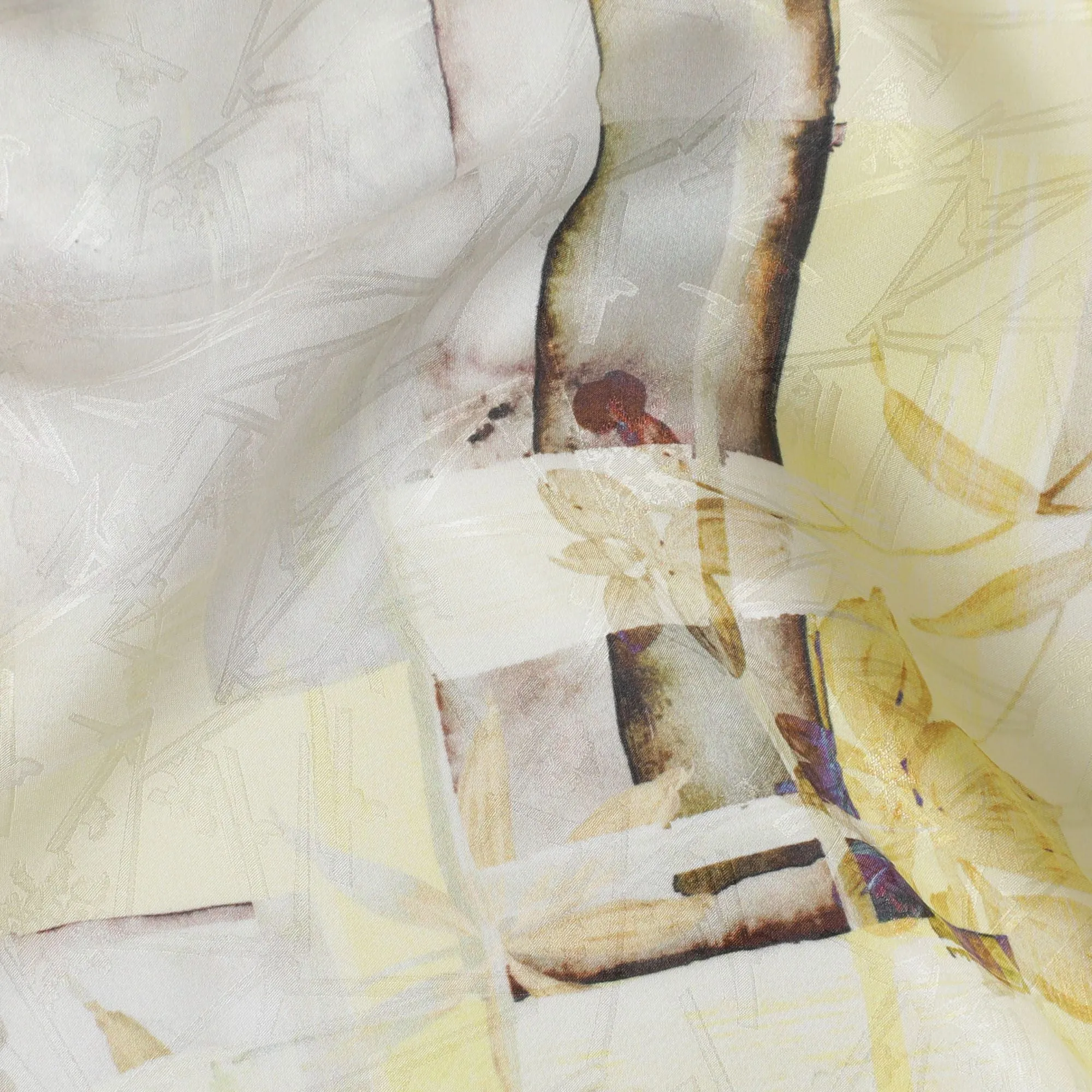 Sunny Gold Jacquard Silk Satin: A South Korean Luxury - D17623