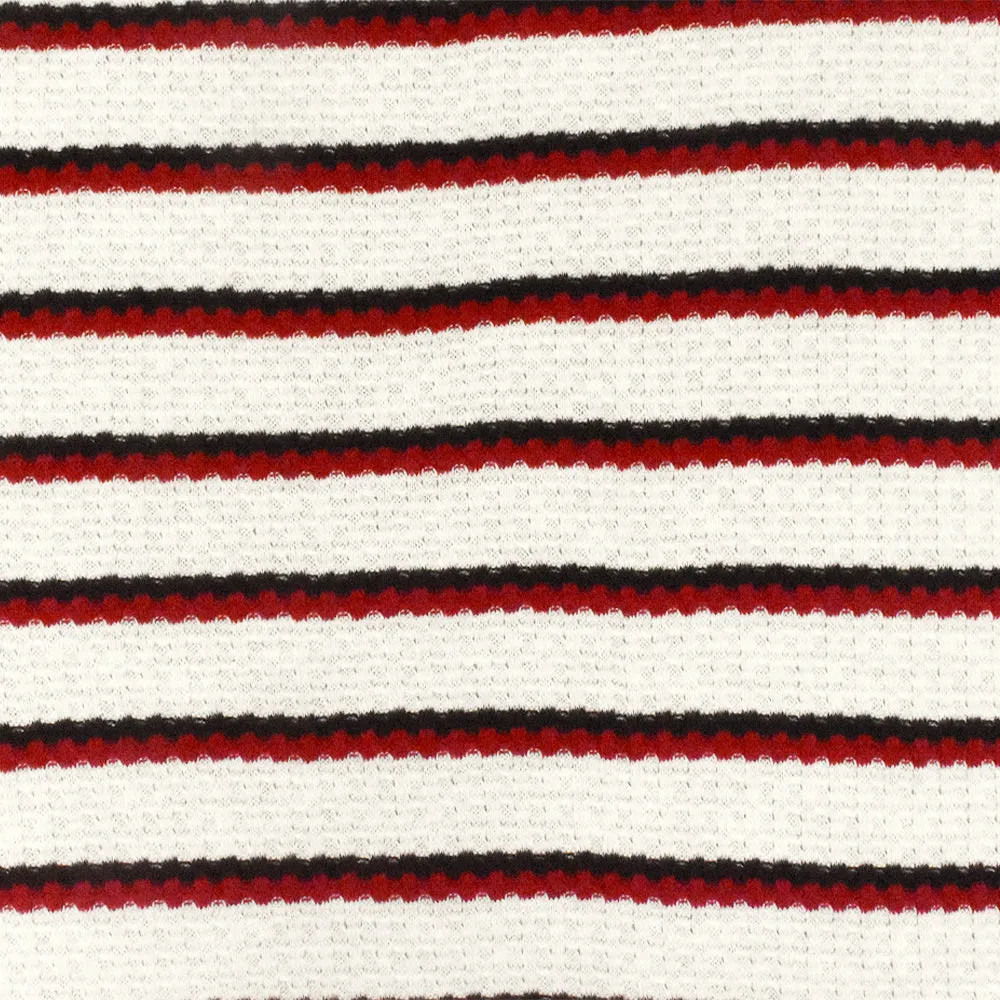 Super White-Blue-Red Stripe Stretch Thermal Knit Fabric