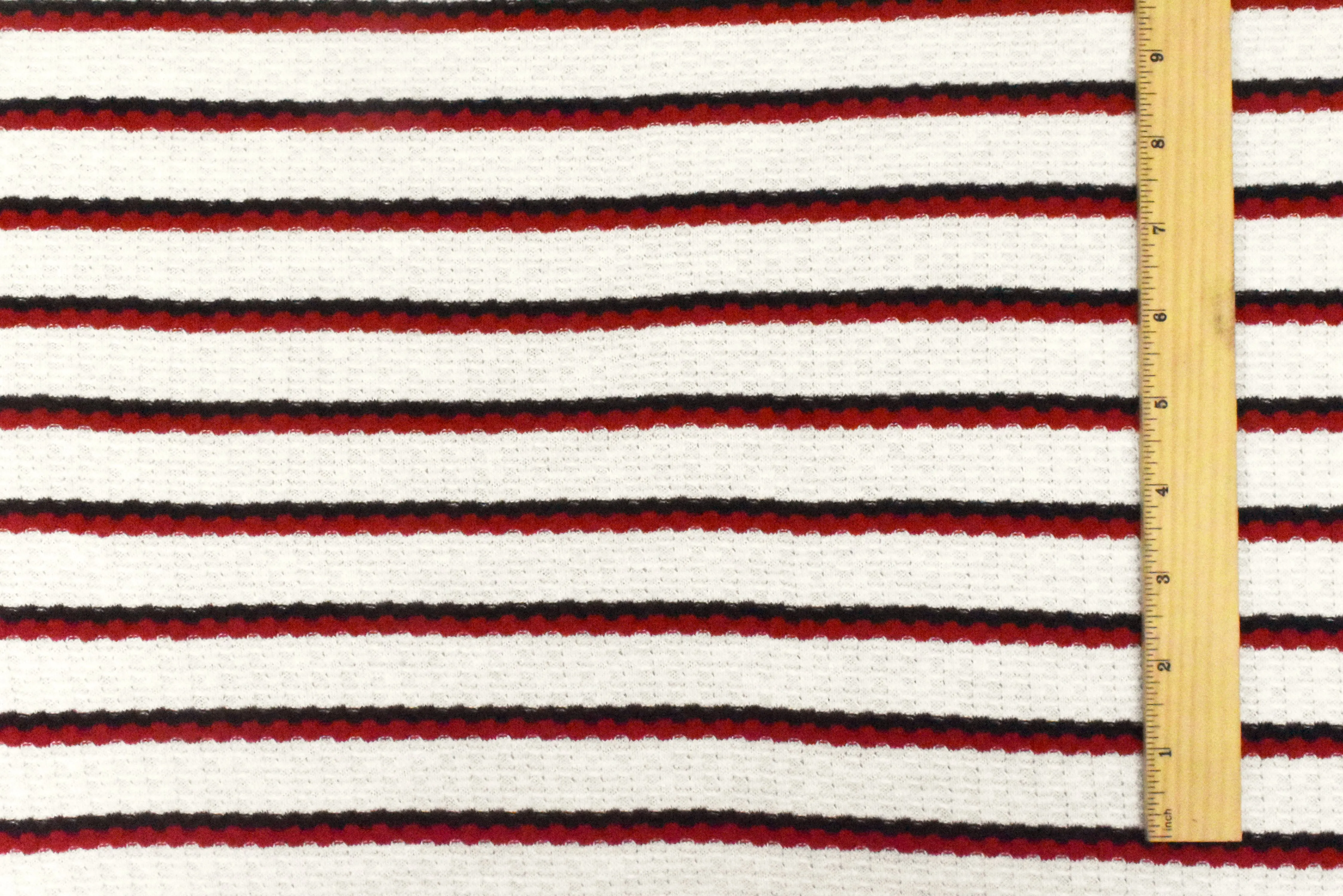 Super White-Blue-Red Stripe Stretch Thermal Knit Fabric