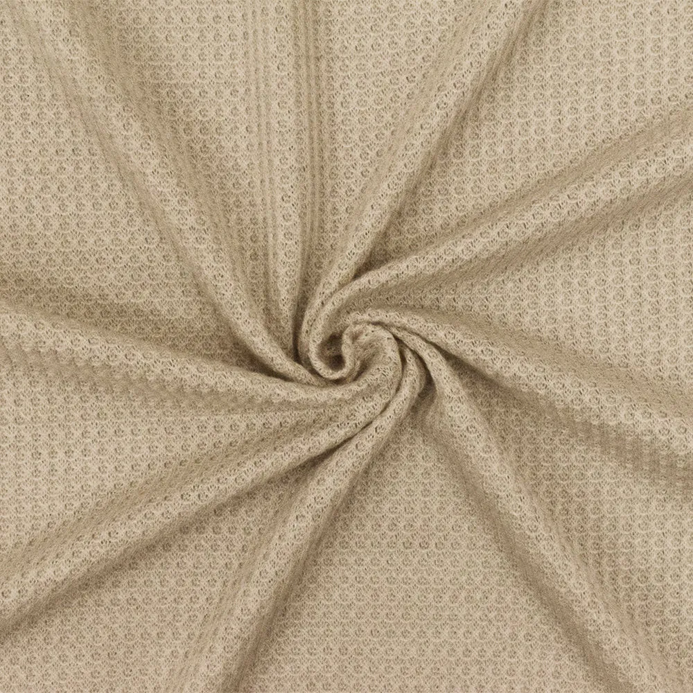 Tan Beige Solid Stretch Thermal Knit Fabric