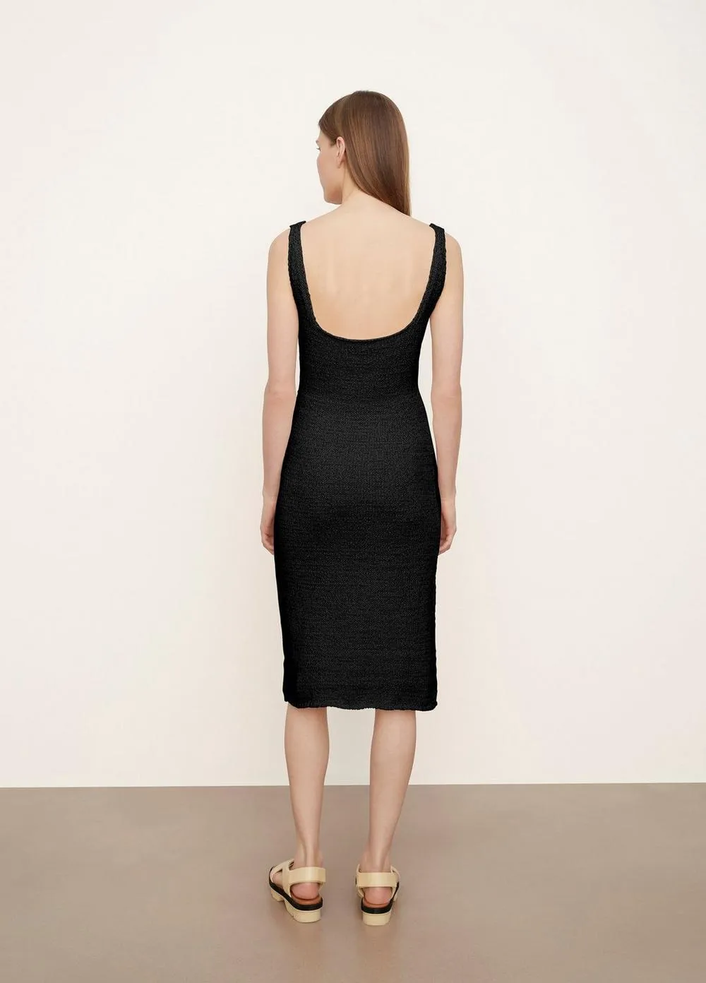 Textured Square Neck Dress in Black