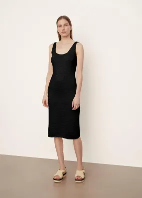 Textured Square Neck Dress in Black