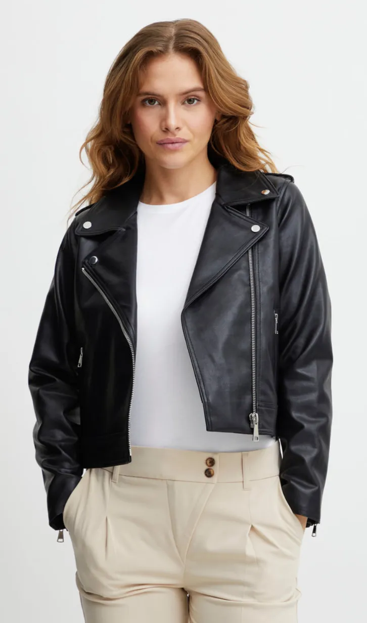 The Acomy Biker Jacket - Black - PLUS