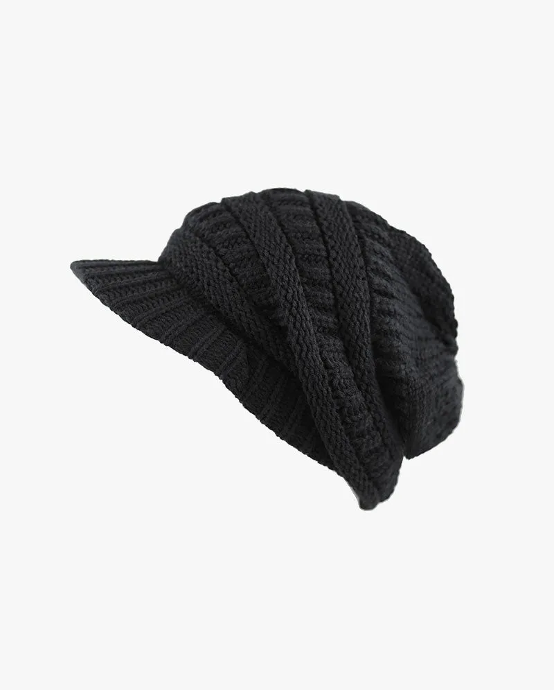 The Hat Depot - Chunky Long Knit Visor Beanie