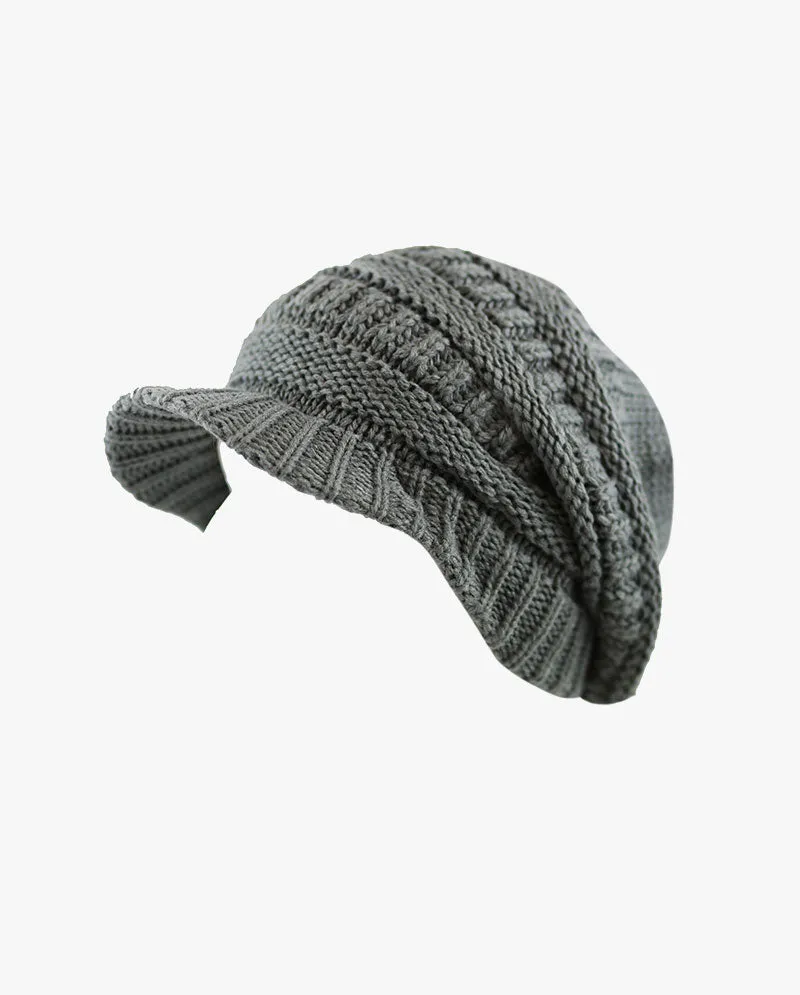 The Hat Depot - Chunky Long Knit Visor Beanie