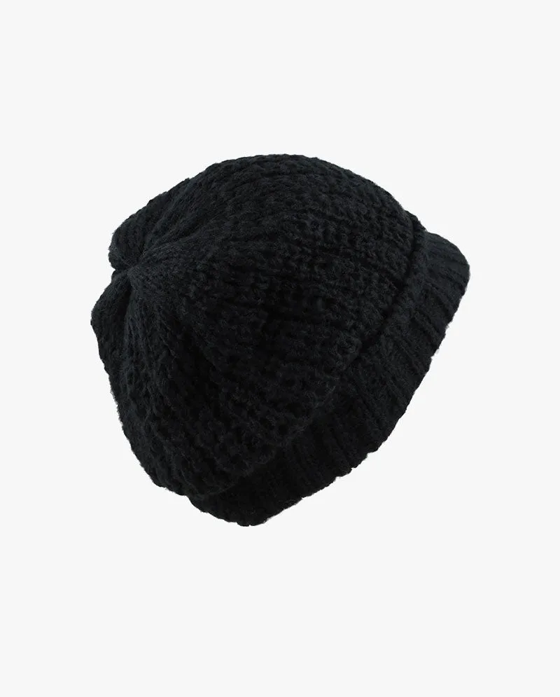 The Hat Depot - Chunky Long Knit Visor Beanie