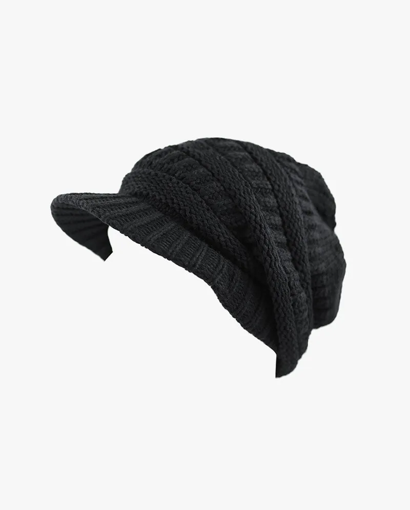 The Hat Depot - Chunky Long Knit Visor Beanie