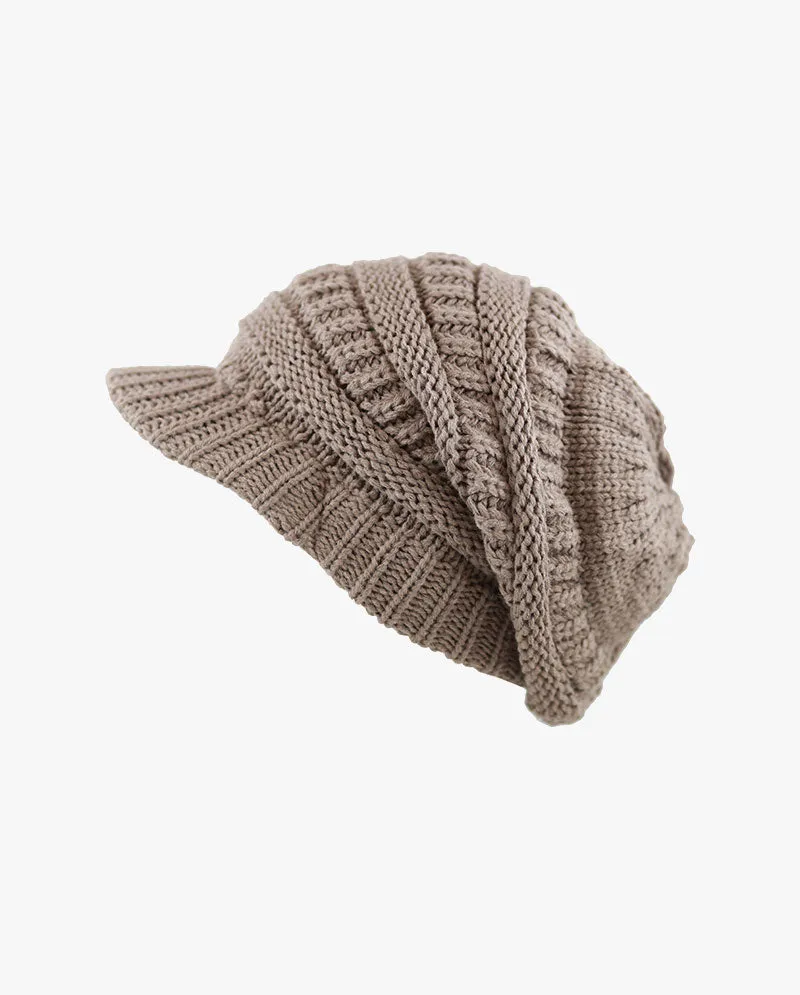 The Hat Depot - Chunky Long Knit Visor Beanie