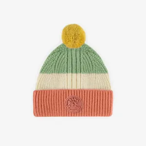 The Nellie Pom Beanie - Orange   Green - BABY