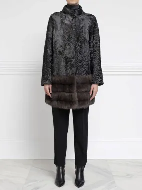 The Theron Metallic Swakara Lamb & Sable Fur Coat