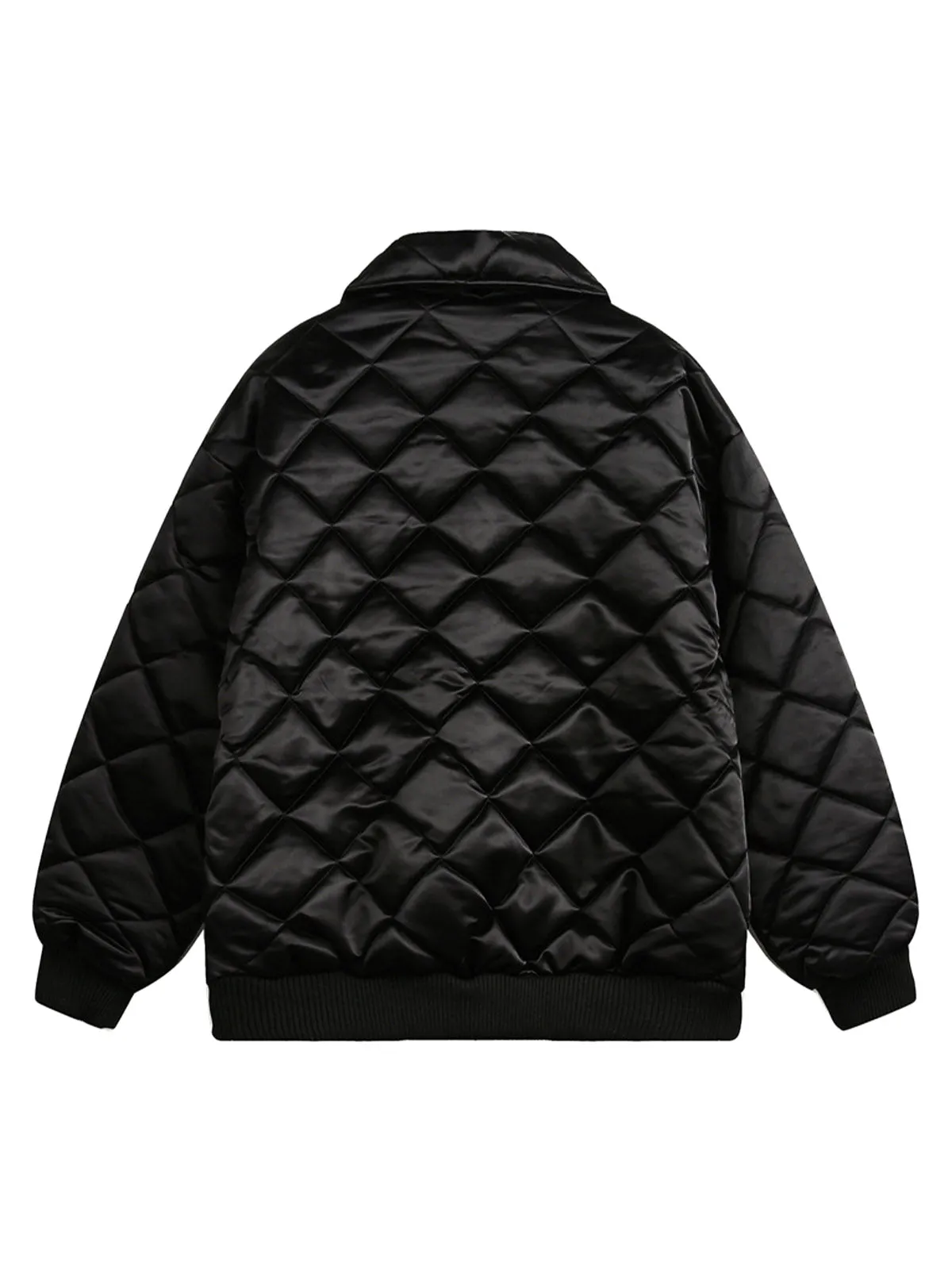 Thesupermade Pearl Letter Diamond Quilted Jacket