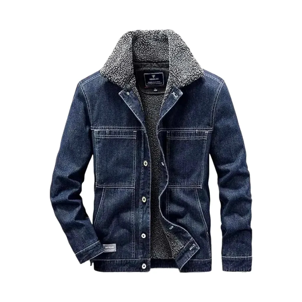 Thin fit medium length men's denim jacket