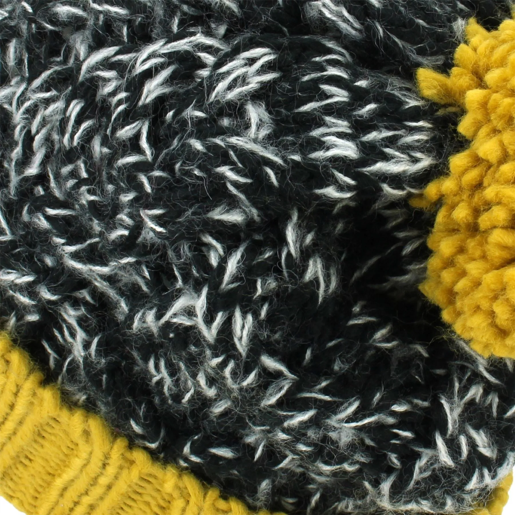 Twist Cable Knit Bobble Hat - Mustard