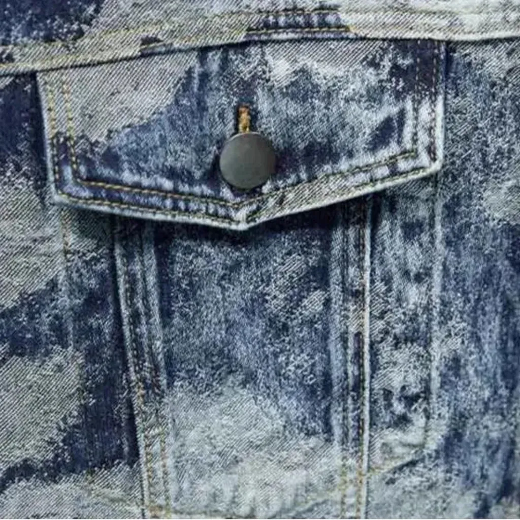 Two tone painted street men's denim jacket