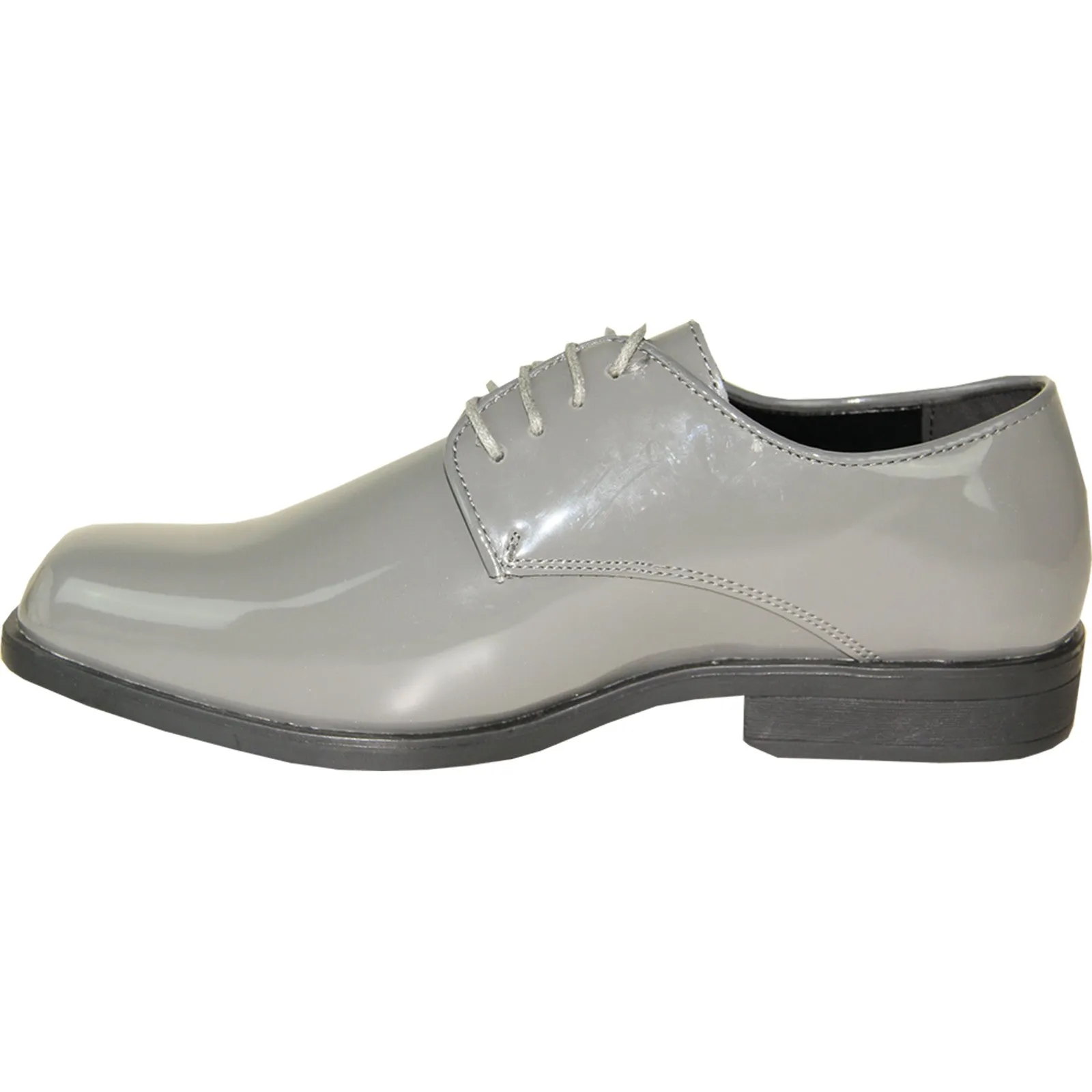 VANGELO Men Dress Shoe TUX-1 Oxford Formal Tuxedo for Prom & Wedding Grey Patent - Wide Width Available