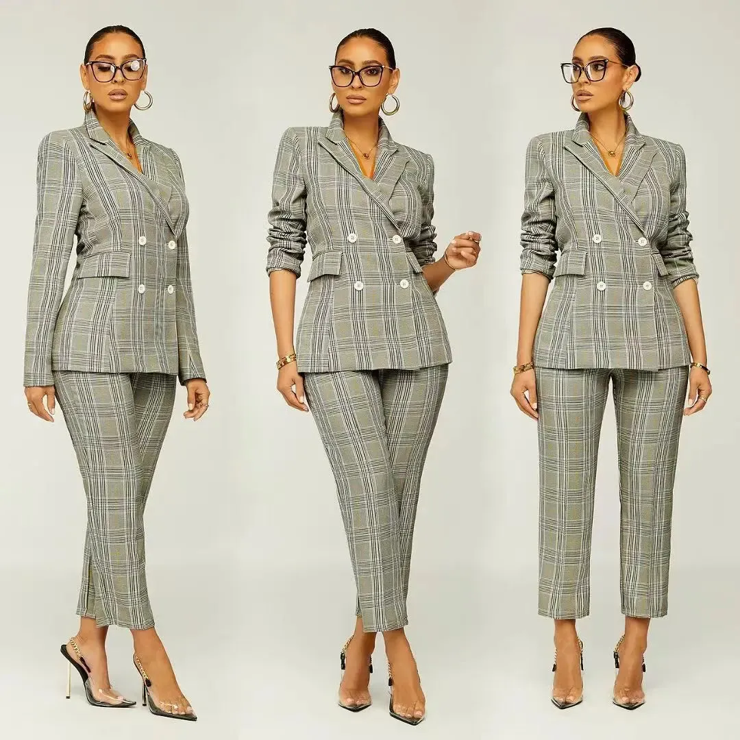 Vintage Plaid Blazer and Pants Set