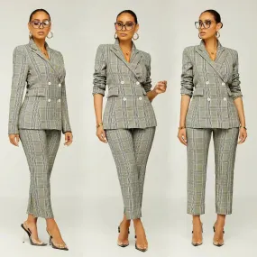 Vintage Plaid Blazer and Pants Set