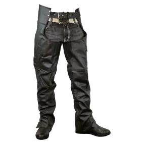 VL805S Zip-Out Insulated and Lined Plain Biker Leather Chaps