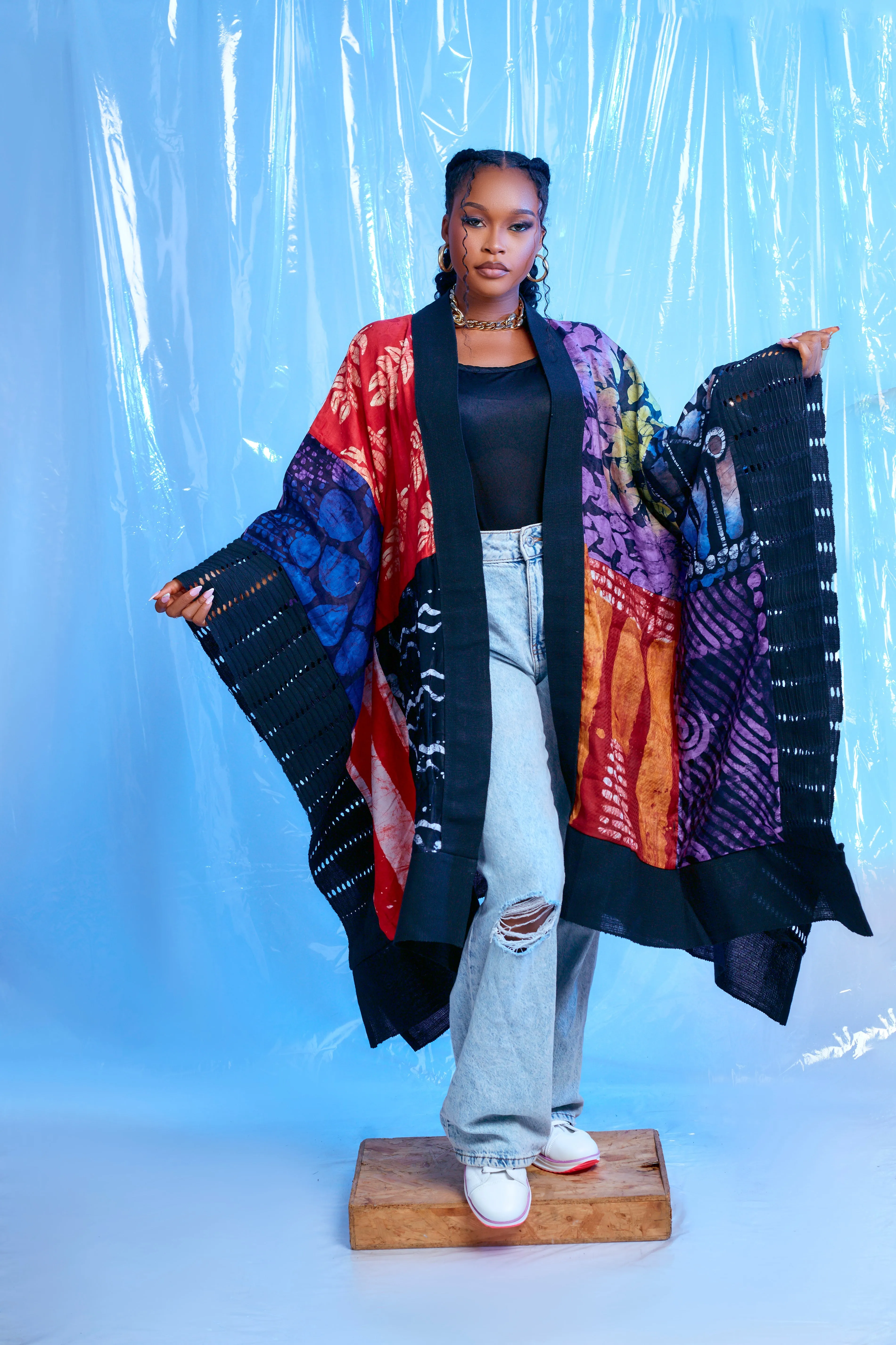 Wamiri Adire cape jacket