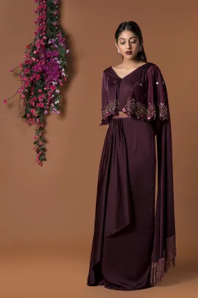 Wine Sari Gown