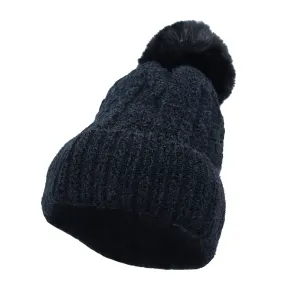 Winter Pom Beanie Fleece Twist Knit Hat Slouchy Cap YZP0090