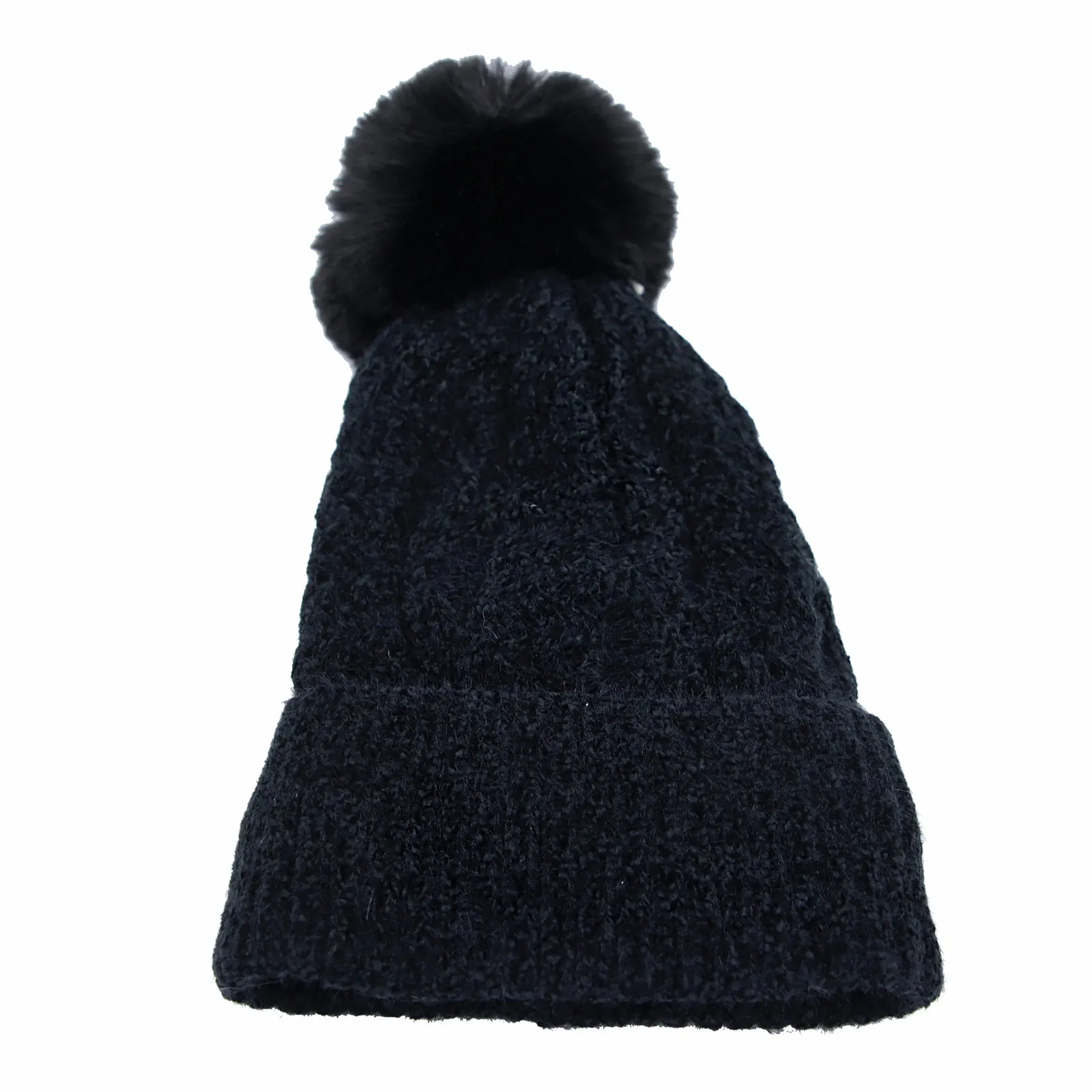 Winter Pom Beanie Fleece Twist Knit Hat Slouchy Cap YZP0090