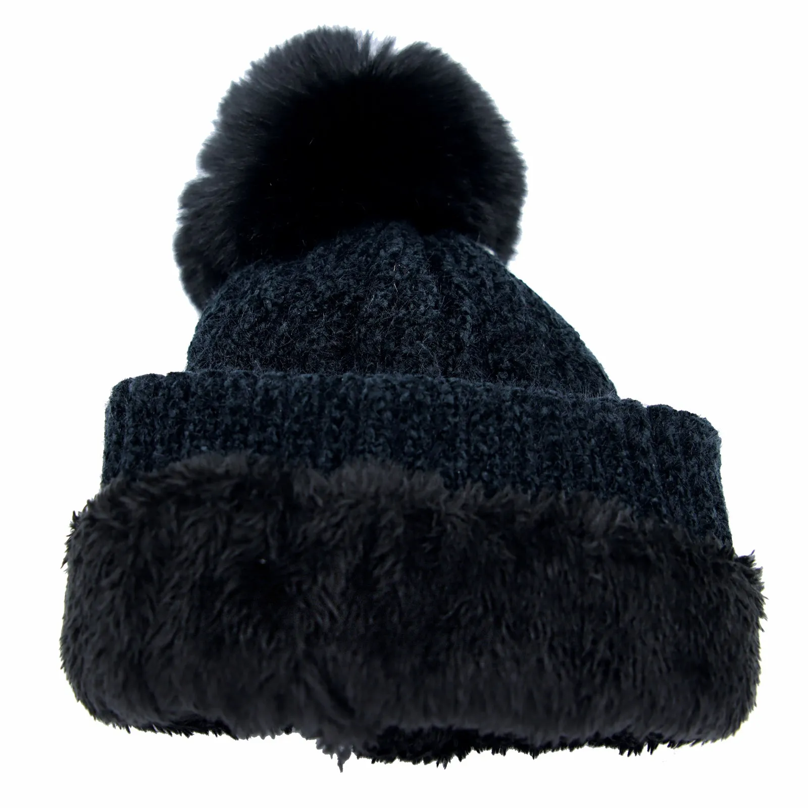 Winter Pom Beanie Fleece Twist Knit Hat Slouchy Cap YZP0090