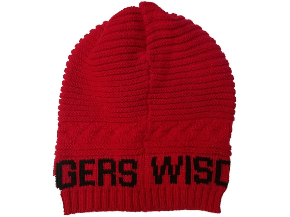 Wisconsin Badgers TOW Red & Black Acrylic Knit Slouch Style Beanie Hat Cap