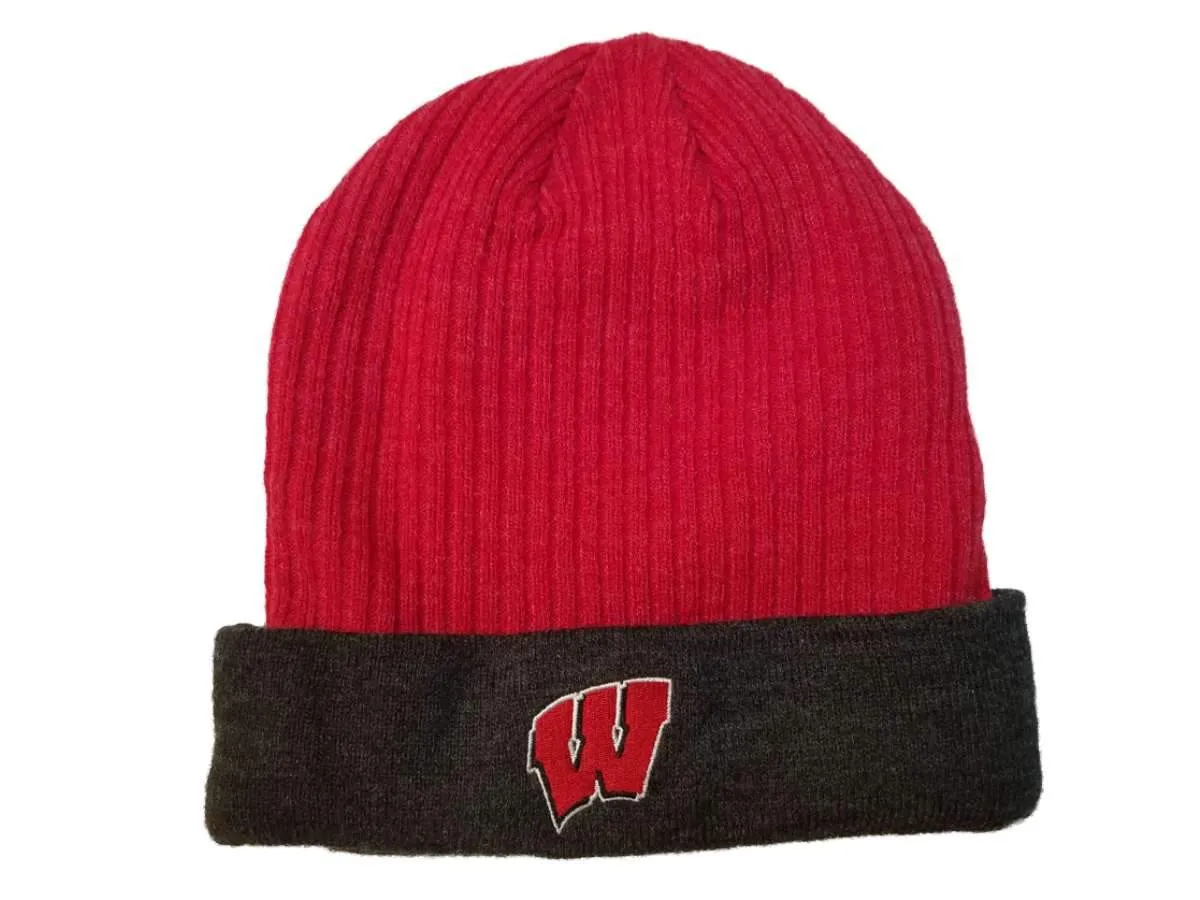 Wisconsin Badgers TOW Red & Gray Acrylic Knit Cuffed Skull Beanie Hat Cap