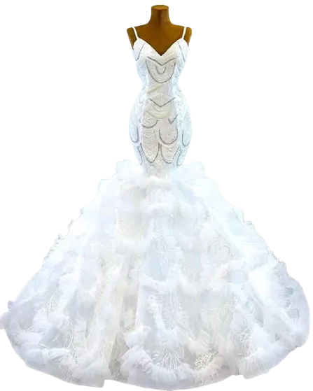 Women Mermaid Full Bead Wedding Dress