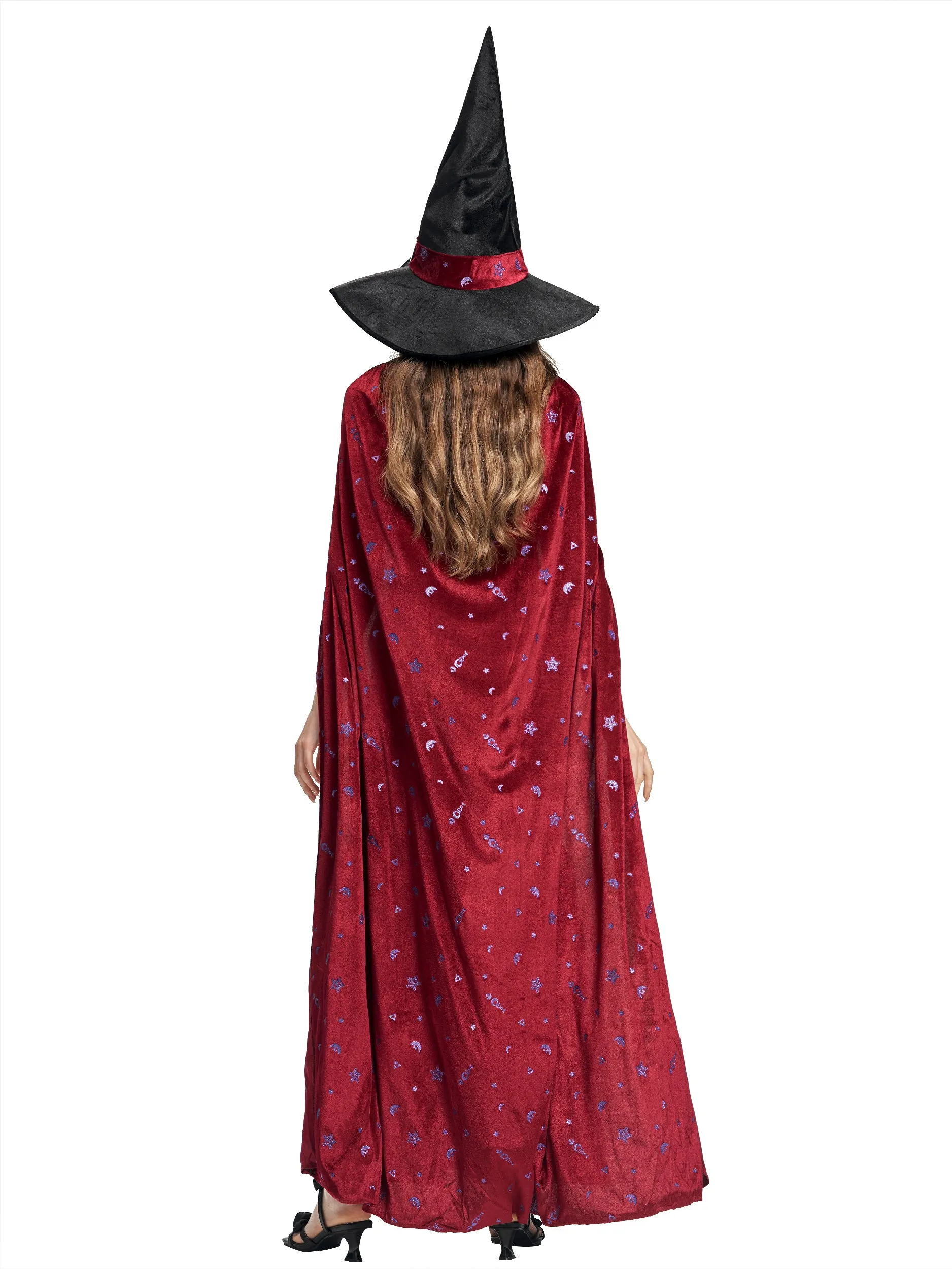 Women Witch Cape Hat Set Halloween Costume