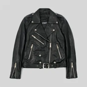 Women's Classic Fit Commando Leather Jacket - Black/Nickel W/ Black Lining