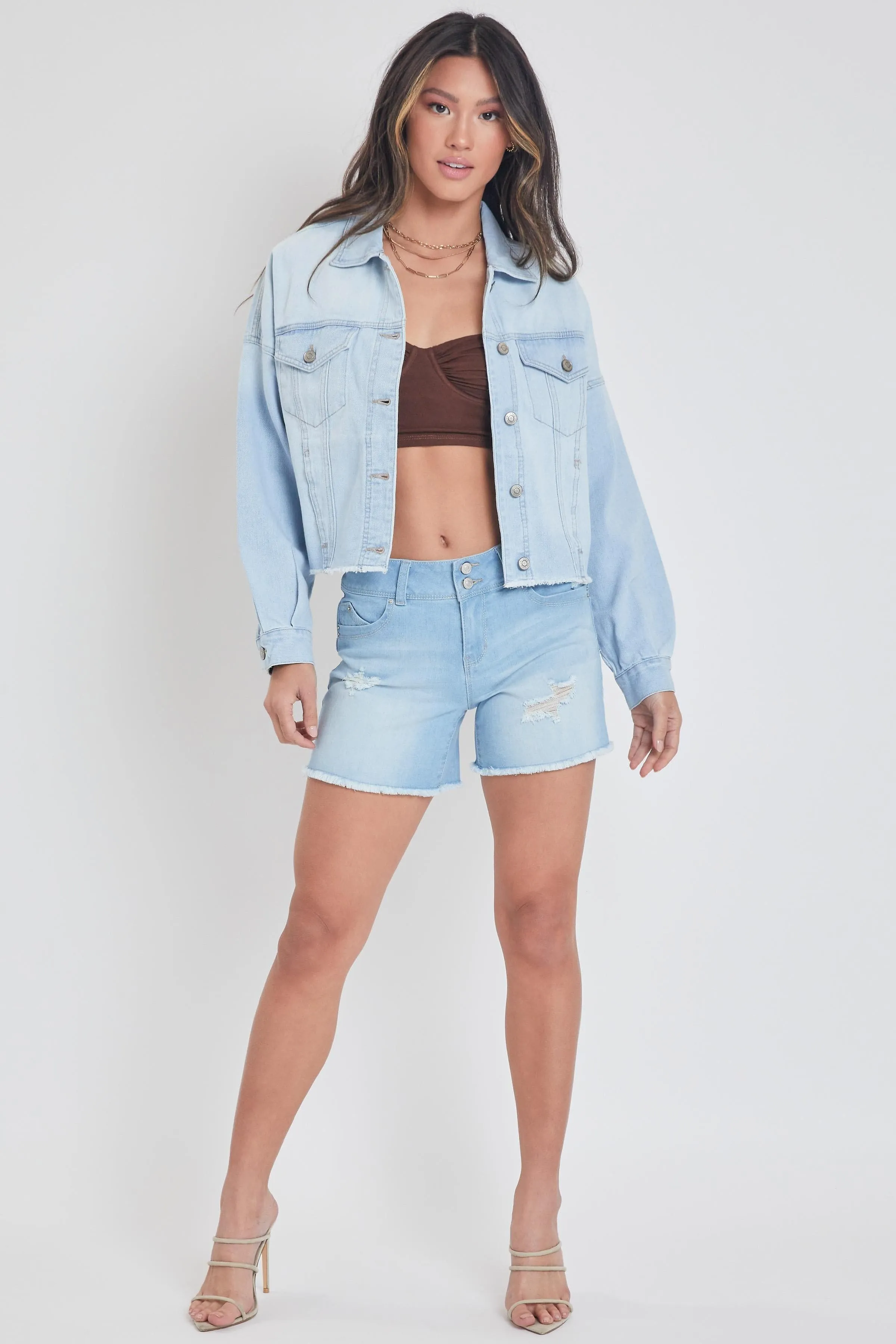 Women's Denim Jacket With Raw Hem