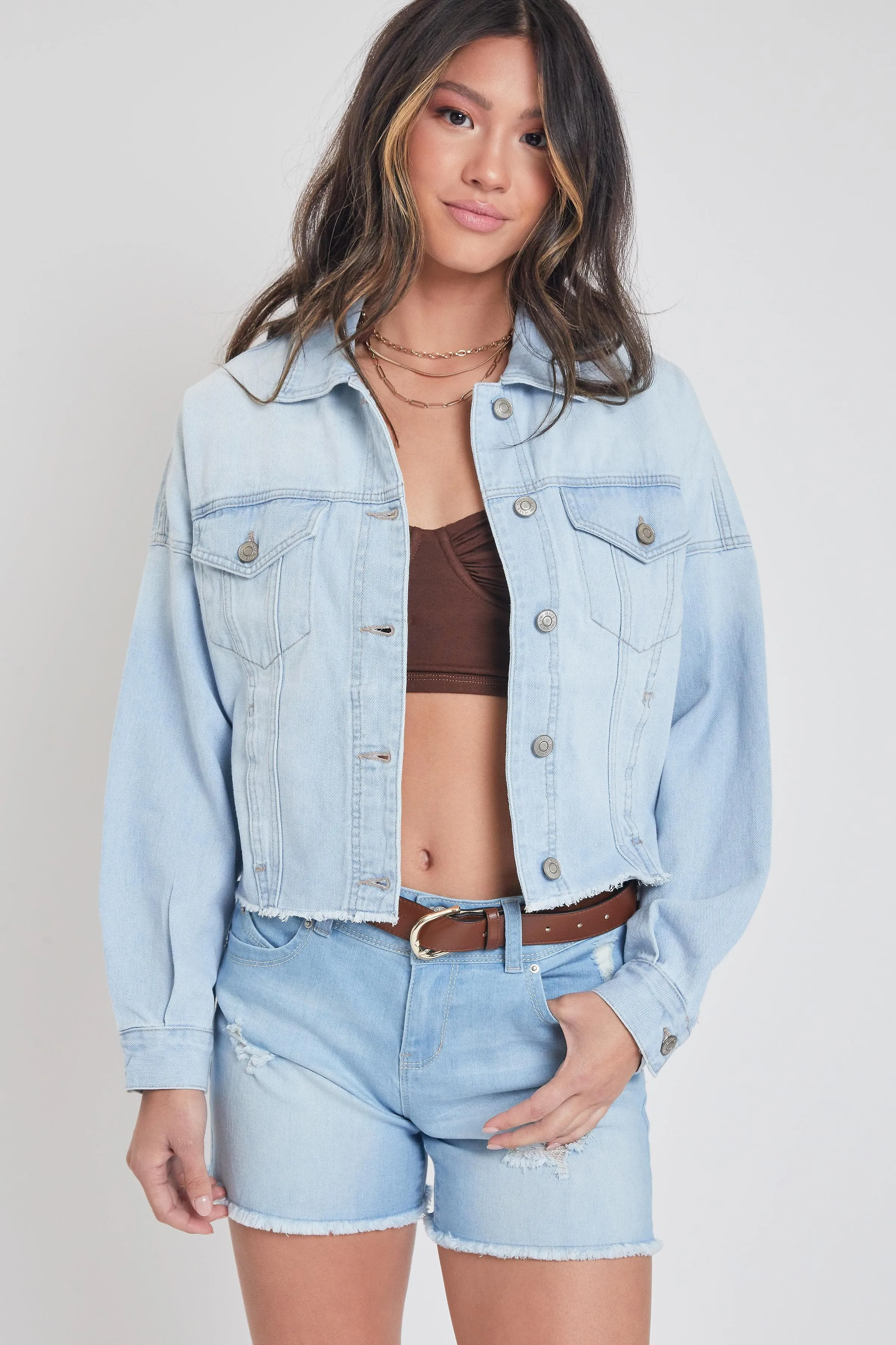 Women's Denim Jacket With Raw Hem