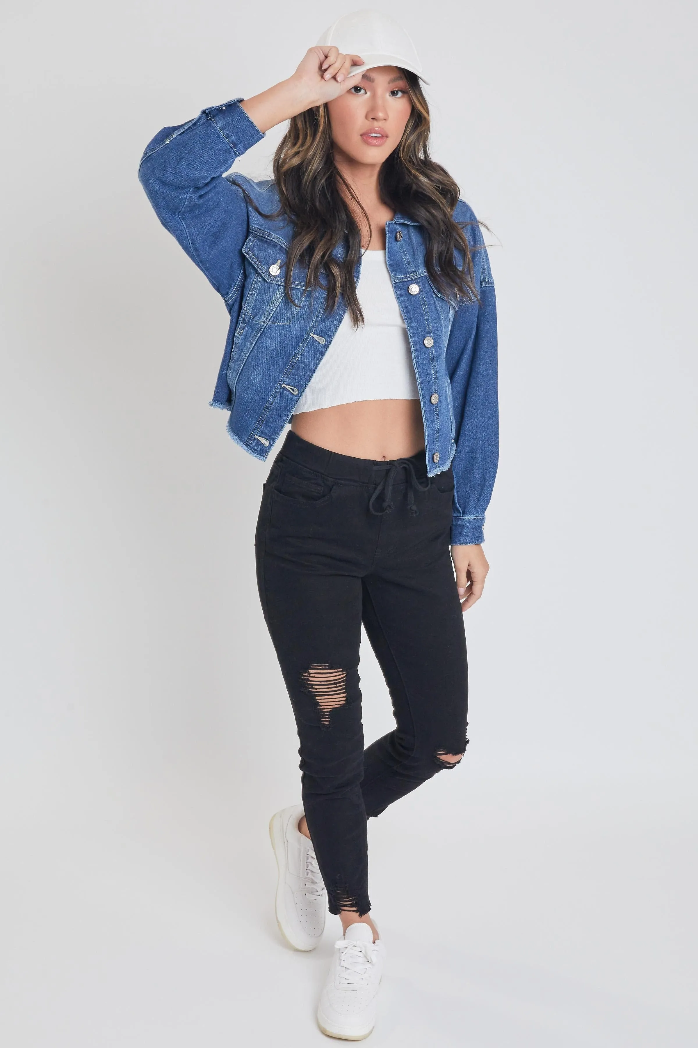 Women's Denim Jacket With Raw Hem