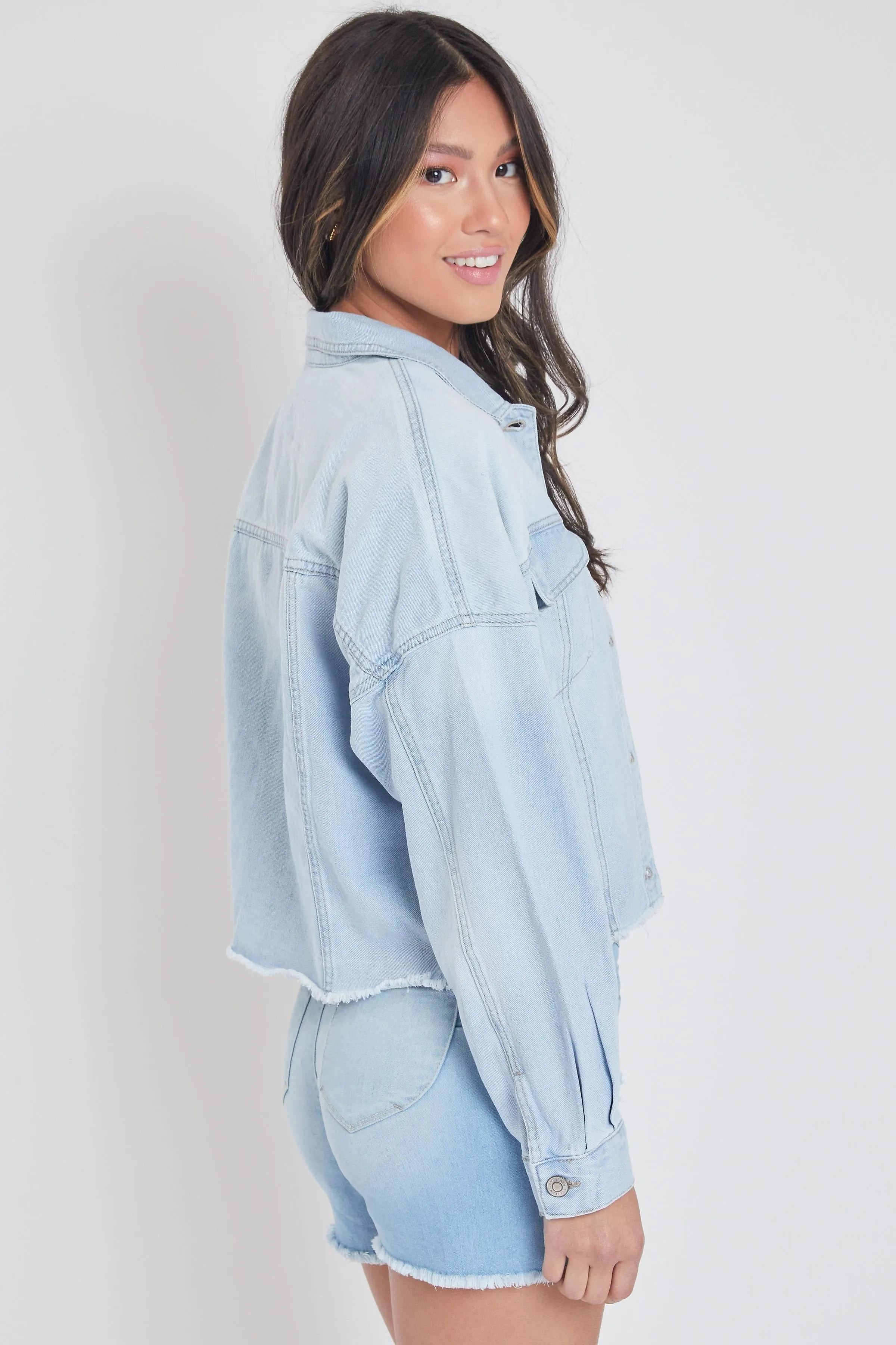 Women's Denim Jacket With Raw Hem