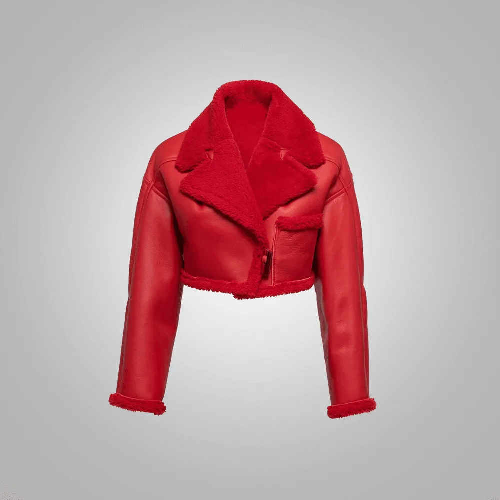 Womens Red Sheepskin Shearling Jacket