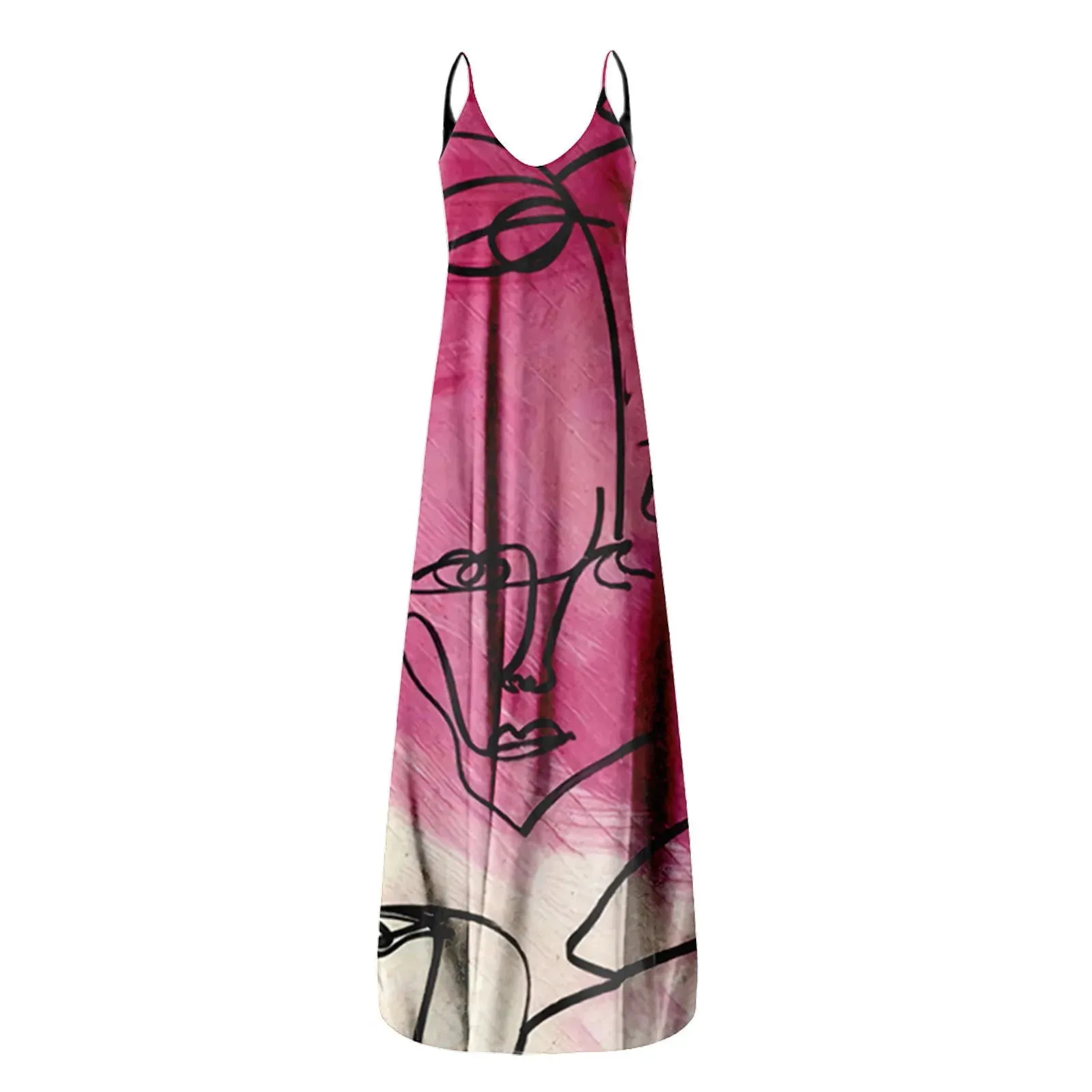 Women's Summer Maternity Dress With Suspenders  Digital Printing Of faces  Elegant  Comfortable  Breathable Lady's sexy Dress