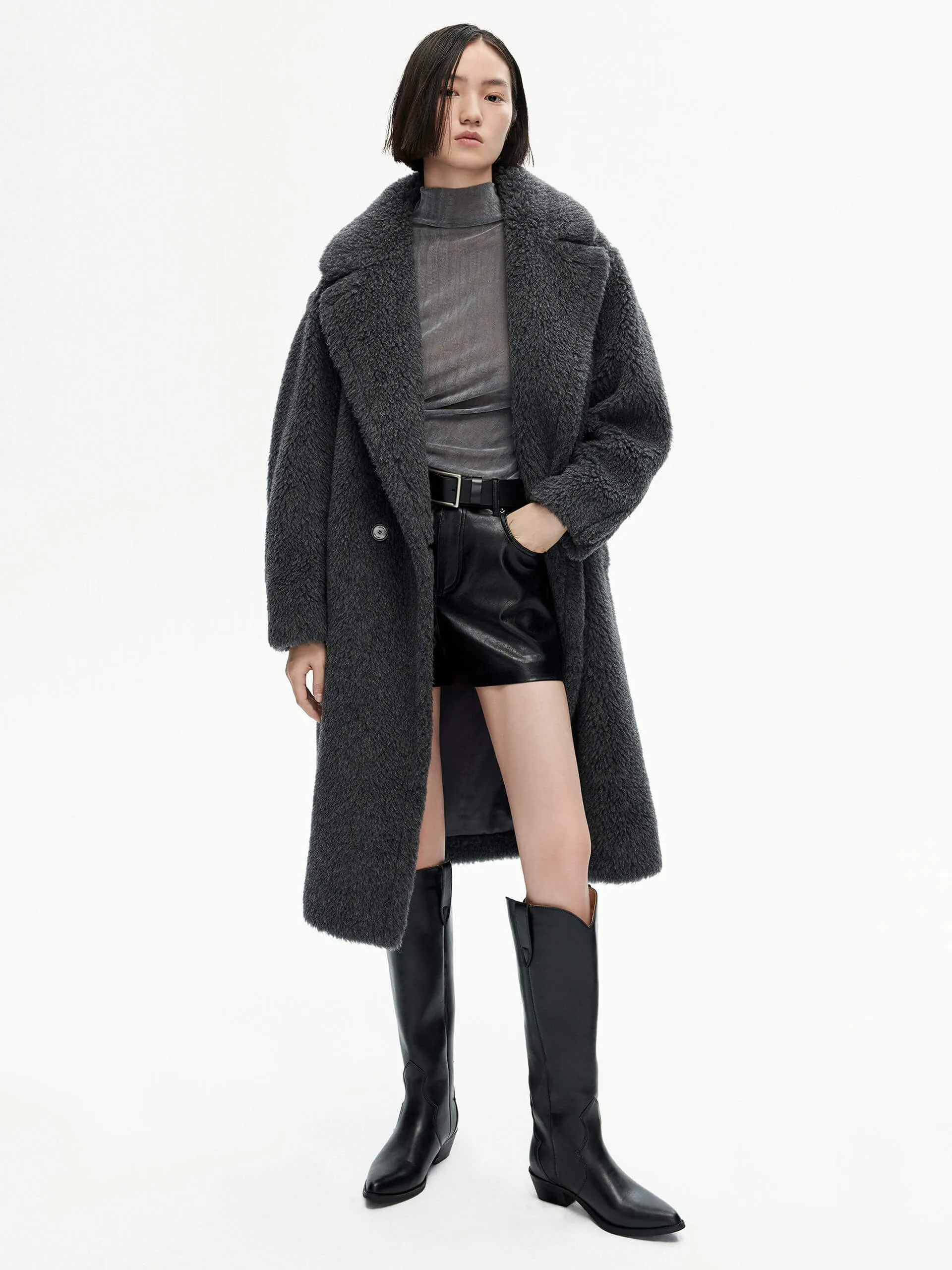 Wool Blend Teddy Coat