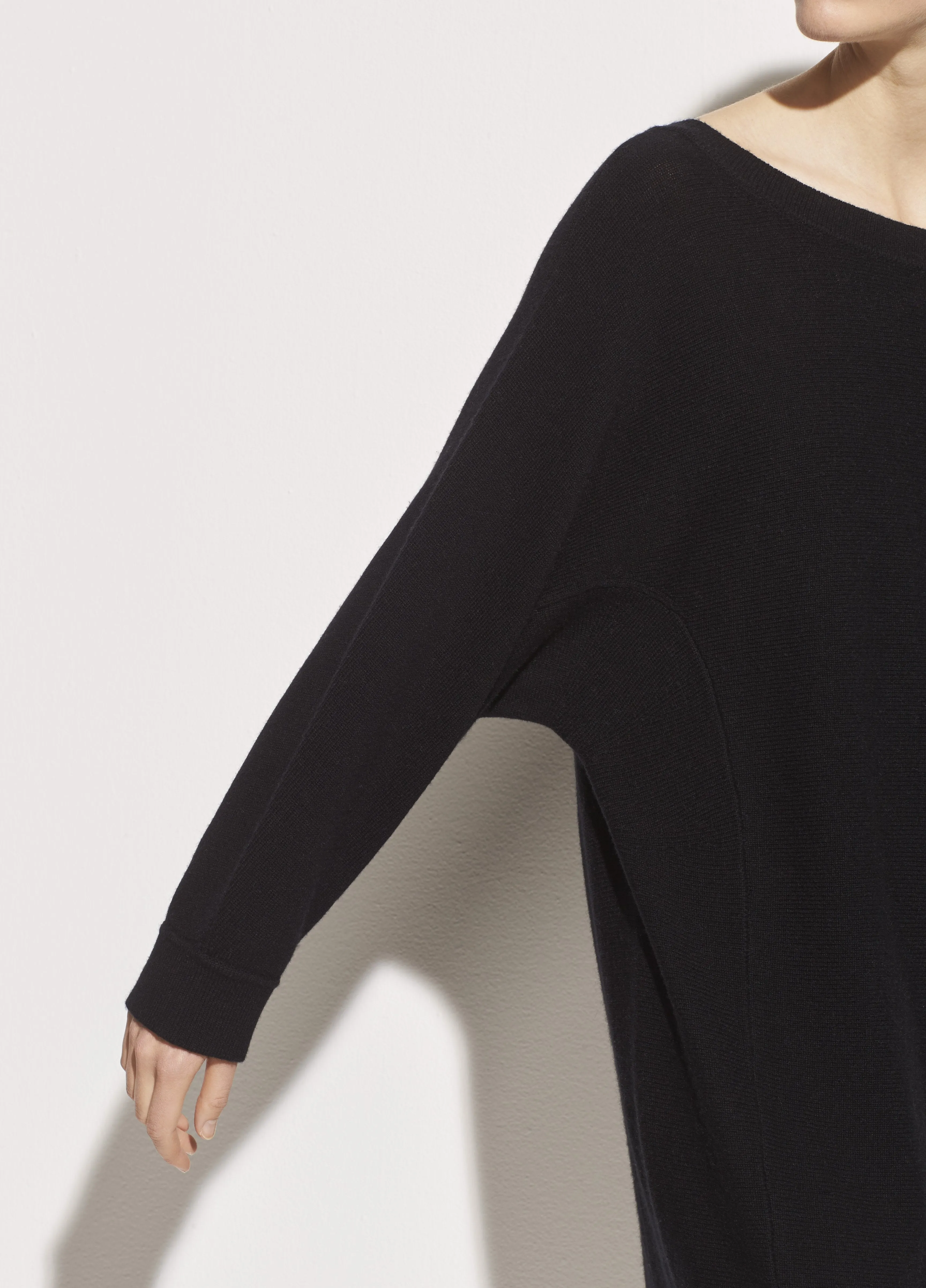 Wool Cashmere Dolman Sleeve Dress in Black