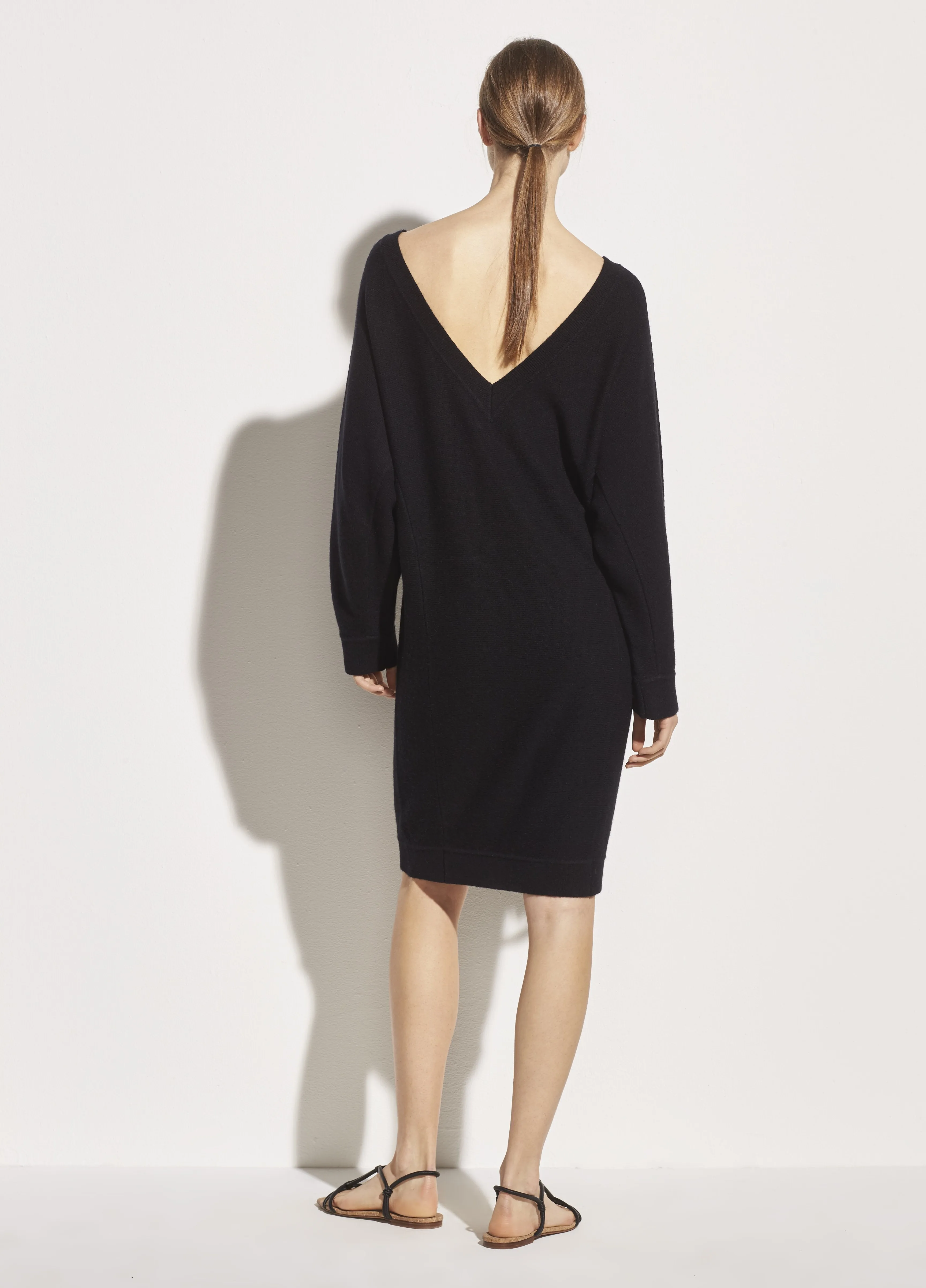 Wool Cashmere Dolman Sleeve Dress in Black