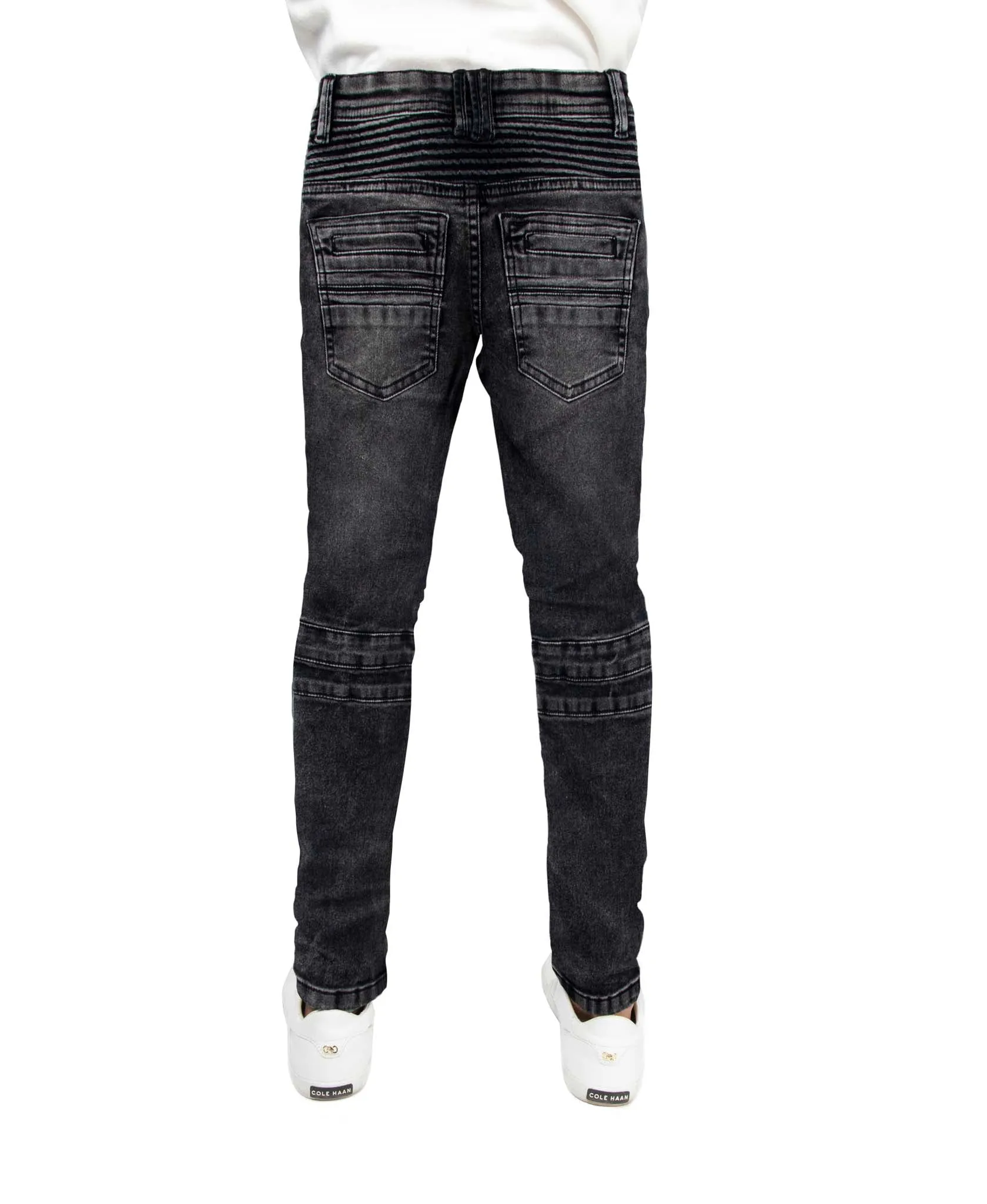 X RAY Kid's Slim Fit Washed Moto Biker Denim Pants