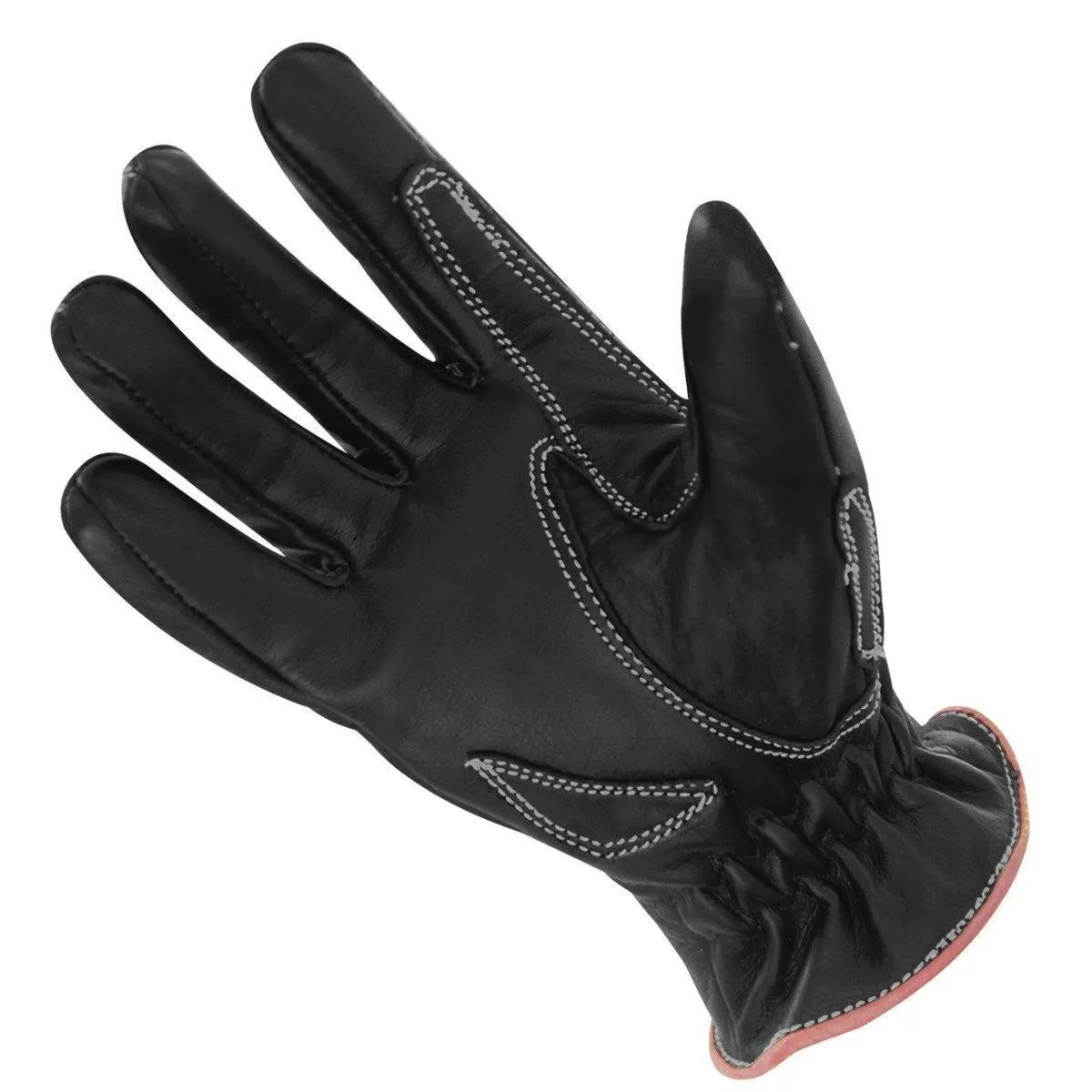 Xelement UK826122 'Classic' Women's Black/Pink Zippered Leather Motorcycle Gloves