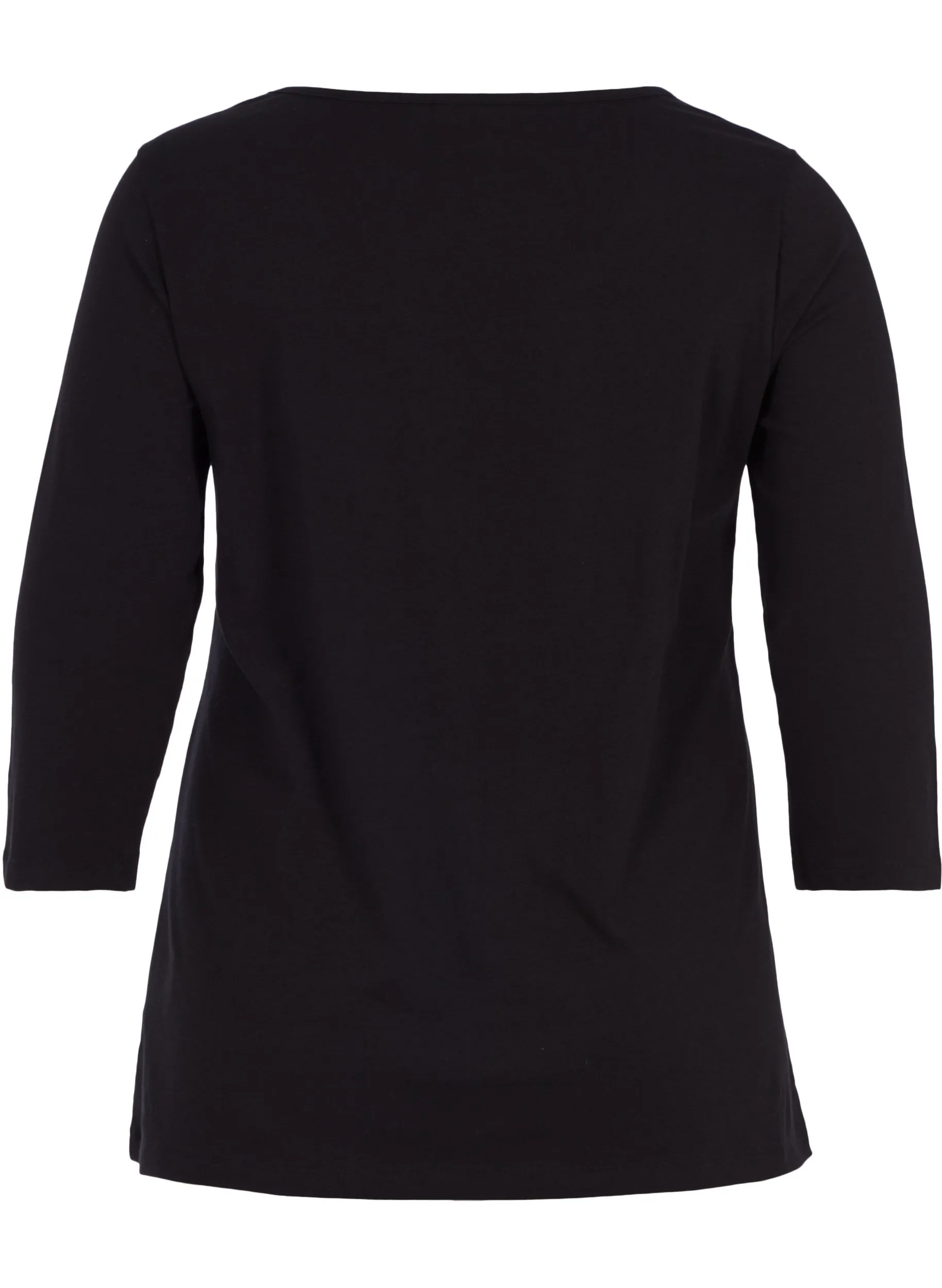 Zizzi Cotton 3/4 Sleeve Tee in Black